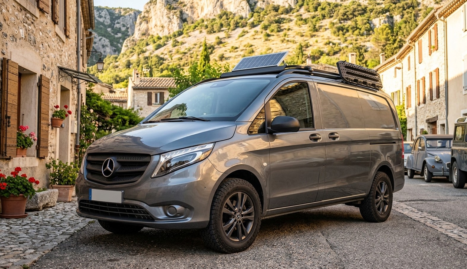 Renault Kangoo pour micro-vanlife garé dans un cadre naturel