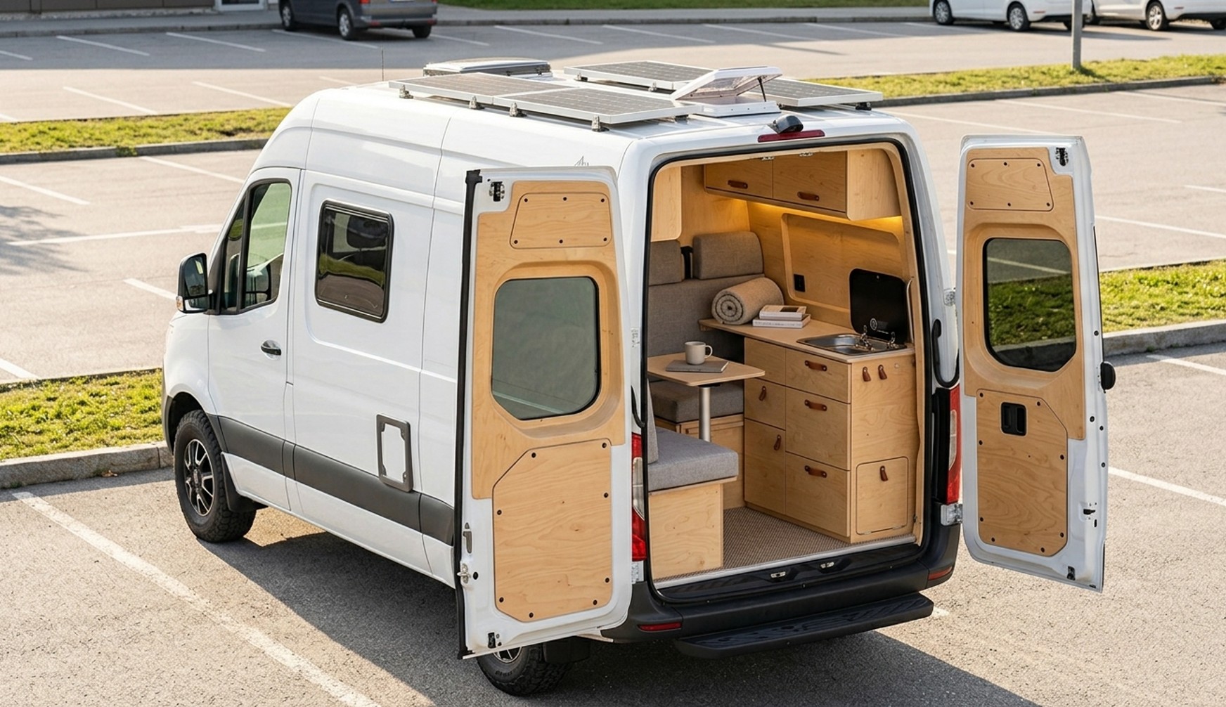 Van aménagé très propre présenté pour une annonce de vente professionnelle